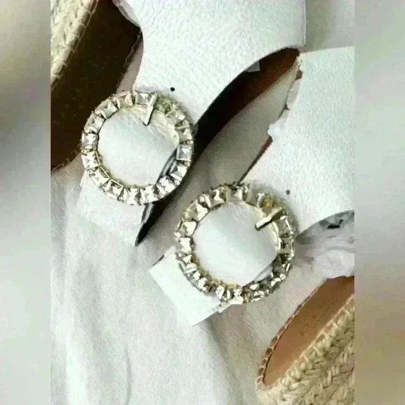 Maypol Women’s Leather Buckle Rhinestone Wedge  Sandals Size 39 or US 8/8.5 - Picture 5 of 8